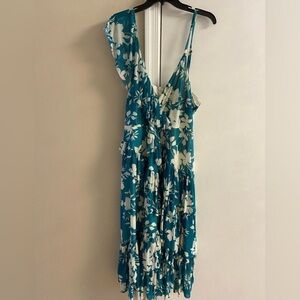 Torrid One Shoulder Floral Dress in Blue and White tiered 2X NWT